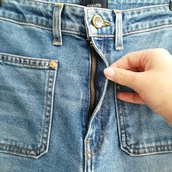 Khaite Raquel Patch Pocket Crop Flare Jeans In Vintage Blue 30 - Picture 6 of 16